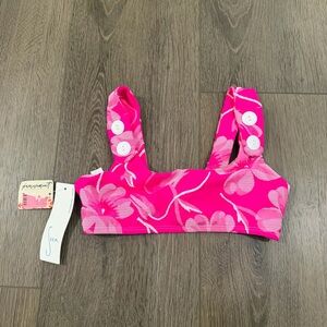 NWT Seea x Free People Georgia Pink Floral Bikini Top with Button Details XS